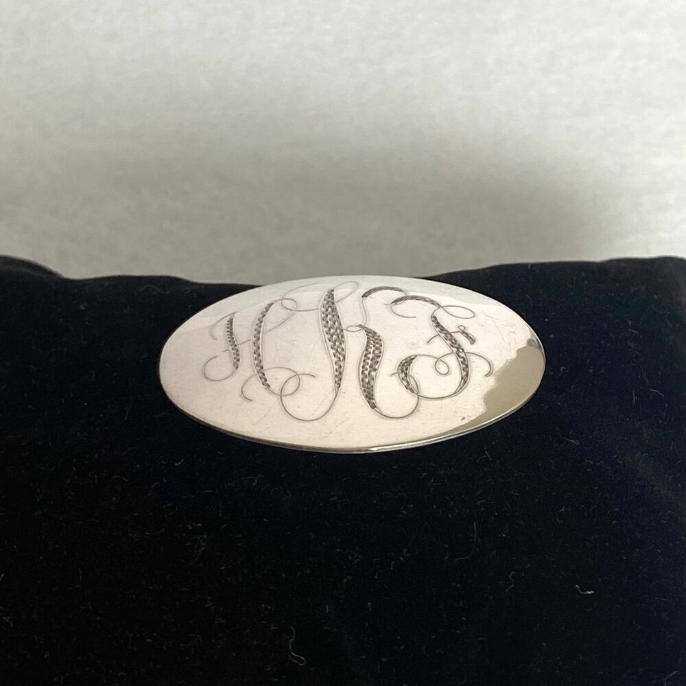 VTG Sterling Silver 925 IC James Craig Engraved Oval Monogram Brooch Pin HKF HFK - Picture 3 of 16